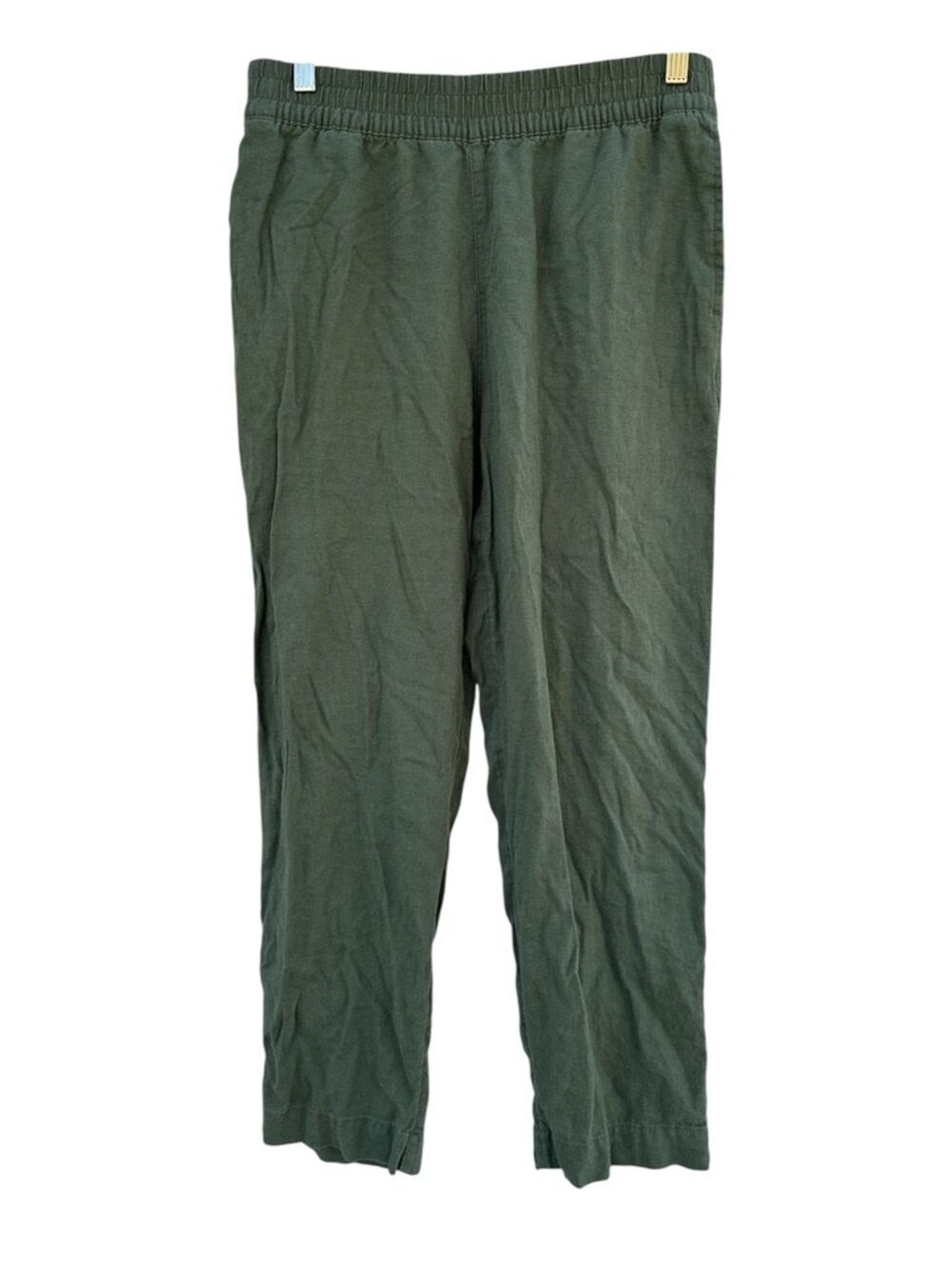 Old Navy Womens Medium Olive Green High Rise Linen Blend Straight Leg Pants M